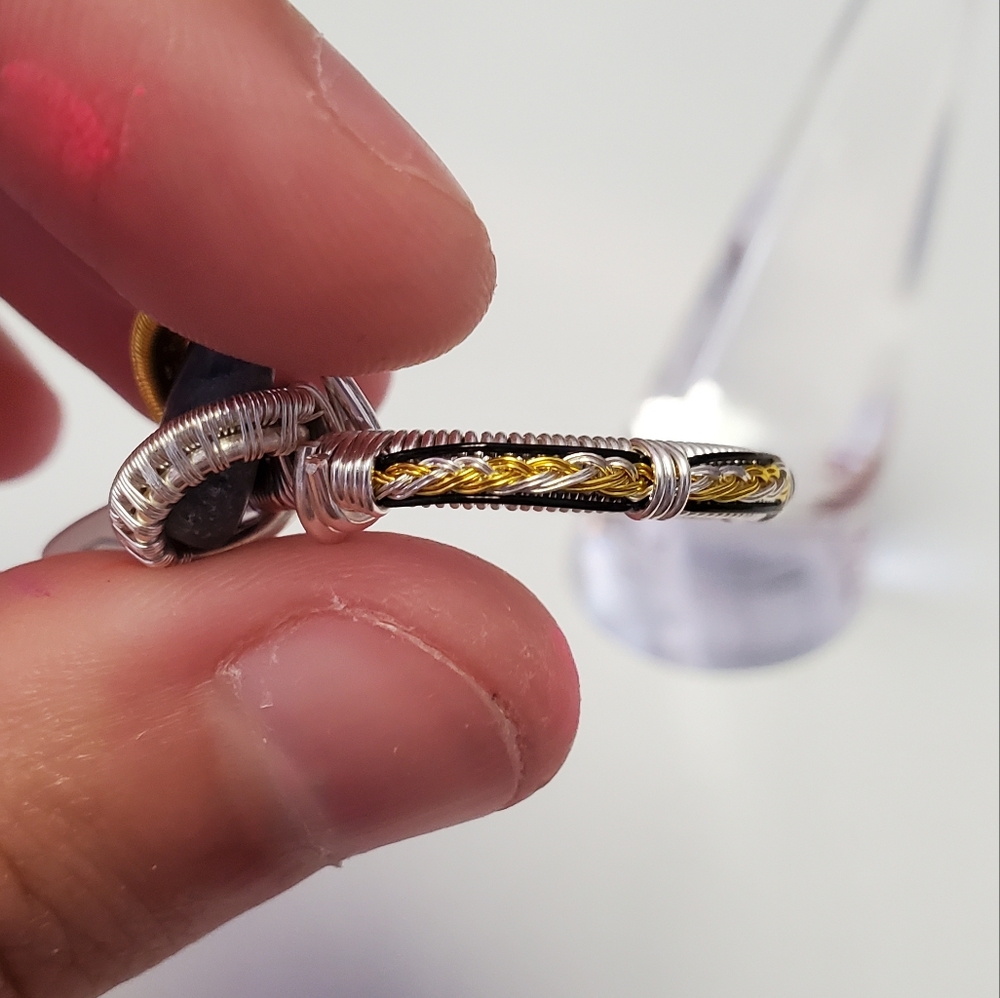 "Sun and Moon on the water" Sodalite Handmade Wire wrap ring size 7.75 - Picture 6 of 7